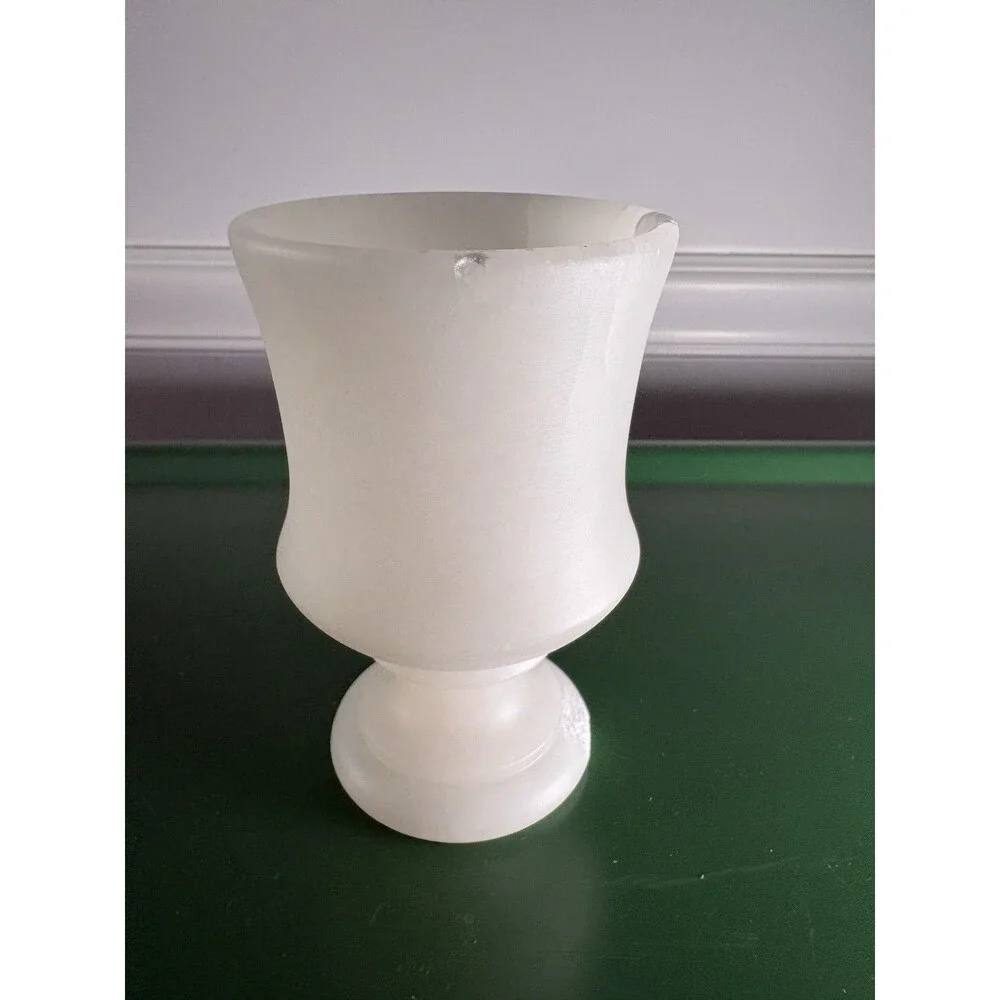 Vintage Restoration Hardware Alabaster Stone Goblet Cup Spain Hand Carved AS IS